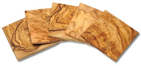 ilggro 6 er Set Olivenholz Untersetzer jedes Stück EIN Unikat ca 9 x 9 cm