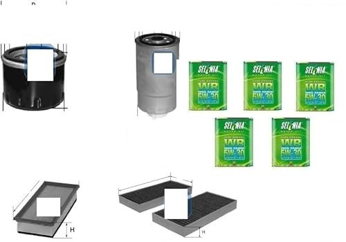 Kit filtri tagliando UFI Alfa 147 1.9 JTD 16v 103 Kw + 5 Litri Olio Selenia 5W30