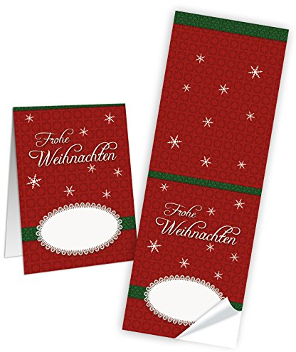 Logbuch-Verlag 25 rote Weihnachten Aufkleber 5 x 14,8 cm Sticker Banderole selbstklebend Namensaufkleber Geschenkaufkleber Verpackung