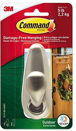 Command Hook Forever Classic Holds Up To 5 Lb Large Brushed Nickel 2 Strips