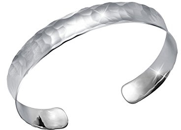 MATERIA Damen Armreif Silber 925 breit offen SARIA - Armband gehämmert gewölbt inkl. Schmuckbox #SA-18