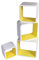 Cube Verstärkte Vielen Farben MDF Retro Design 4er Set Regal Regale Wandregal Deko Würfel CD DVD Lounge LO02 (Weiß/Gelb)