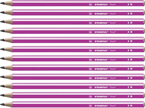 STABILO - Dreikant-Schulbleistift - Trio Bleistift in pink - 12er Pack - Härtegrad 2B