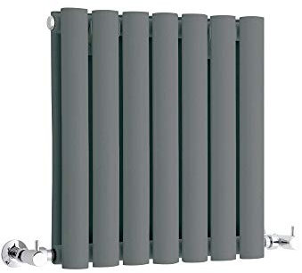 Milano Aruba Anthracite Horizontal Double Oval Panel Radiator - 400mm x 413mm