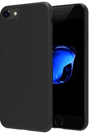 COPHONE® Coque Noir Compatible avec iPhone 7, Housse Etui Noir en Gel TPU Silicone Souple Ultra Mince avec Anti Choc pour iPhone 7