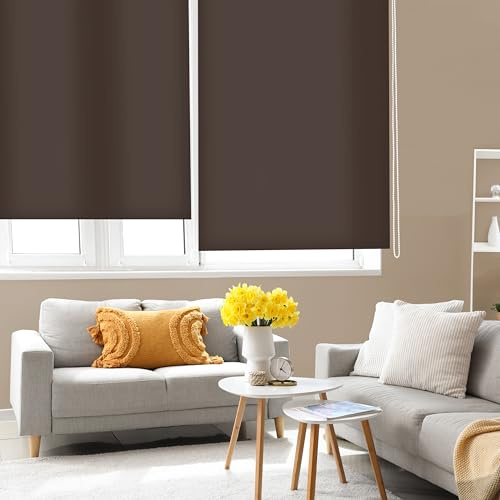 Blindecor Ara | Tenda a rullo traslucida tinta unita - Marrone scuro, 180 x 250 cm (Larghezza x Altezza) | Dimensioni del tessuto 177 x 245 cm | Tenda per interne