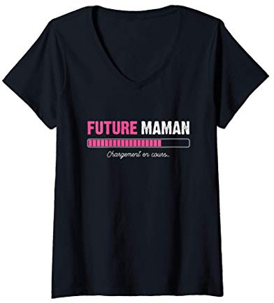 Femme Future Maman Enceinte Humour Bébé Annonce Grossesse Cadeau T-Shirt avec Col en V