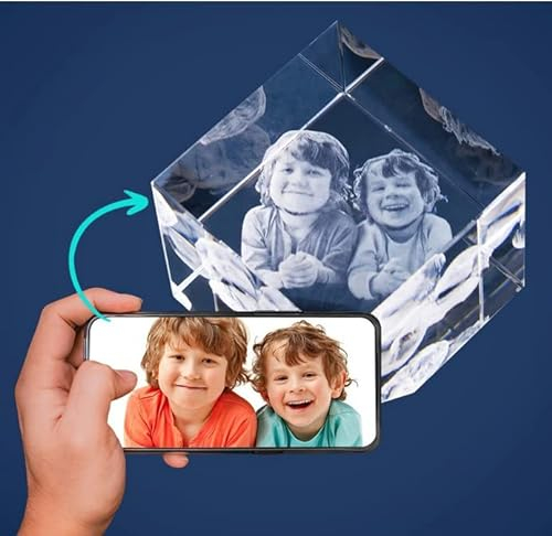 LOOXIS Photo 3D personnalisée en verre gravé au laser - Idée cadeau pour Noël, anniversaire, anniversaire de mariage, femmes et hommes - Hologramme, Precious, M
