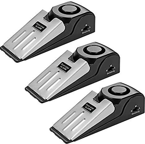 Fuers Door Stop Alarm, 3-Pack Door Wedge Stopper Alarm with high Cushion Rubber, Adjustable Sensitivity Lightweight Small Size Convenient to Carry, Suitable for Home Hotel Travel