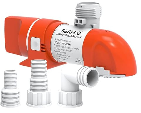 SEAFLO Pompe de cale automatique à capteur de niveau d'eau à profil bas 14A (1100 GPH, 12 V)