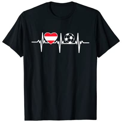 Herzschlag Fußball Österreich Flagge - Fußballer T-Shirt