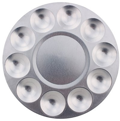 Restokki Runde Aluminium mit 10 Fächern für Aquarell und Ölfarben, Malerei Tablett Mischpalette für Handwerk DIY Kunst Malerei