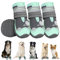 Eyein Hundeschuhe Pfotenschutz, 4 Stück atmungsaktiv Hundeschuhe mit Rutschfester Sohle und reflektierendem Klettverschluss für kleine, mittlere und große Hunde, Sport im Freien, Grün, Größe 4