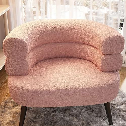 UIHECTA Akzent Sherpa Stuhl, Sessel FüR Kleine RäUme, Flauschiger Ecksofa Sessel, FüR Wohnzimmer, Schlafzimmer, Waschtisch, BüRo, Leseecke,Rosa,Seat Height 47cm
