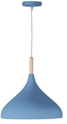 BEL AIR HOME - Lampada a sospensione Baviera 1xE-27 (lampadina non inclusa) Diametro 30 cm in metallo e legno, altezza regolabile (blu)