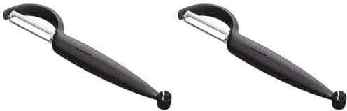 Silit Pelaro Sparschäler 21 cm, Tomaten-/ Gemüseschäler schwarz, Edelstahl rostfrei, spülmaschinengeeignet (Packung mit 2)