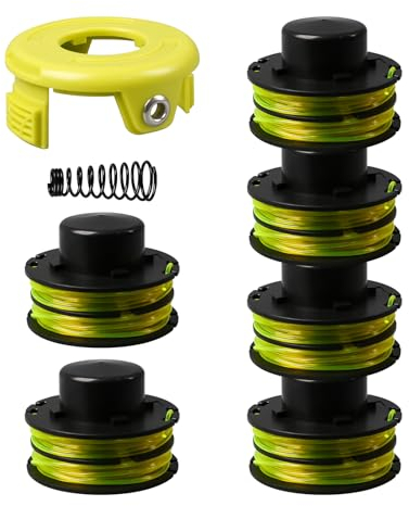 RAC118 Bobine de fil de rechange pour débroussailleuse Ryobi RLT3525S, bobine double auto-alimentation pour Ryobi RAC118 RLT3525S Diamètre 1,2 mm Longueur 8,4 m (6 bobines + 1 capuchon + 1 ressort)