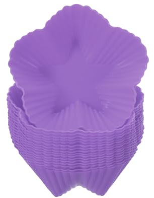 QUARKZMAN 18 Stück Silikon Muffin-förmchen, 7 CM Wiederverwendbare | Backförmchen, Antihaft Muffin-formen für Geburtstag, Hochzeit, Party, Lila Stern