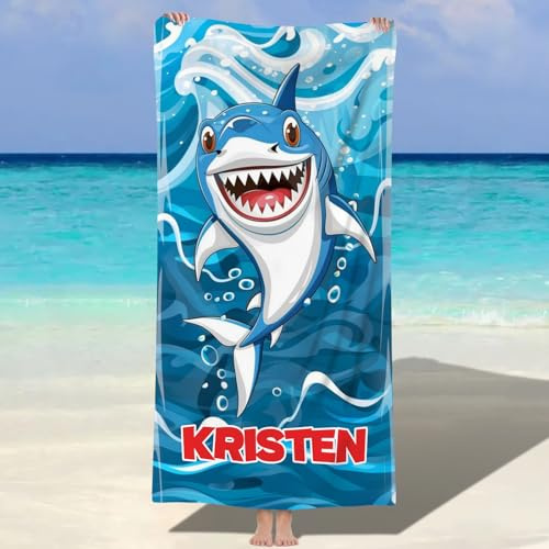 MJARTORIA Personalisiert Strandtuch Microfaser Badetuch mit Namen Kinder Damen, Beach Towel Handtuch Badetuch Stranddecke Schnelltrocknend für Reise Schwimmen Sauna Yoga Fitness 90x180cm Mikrofaser
