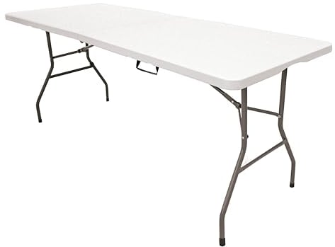 The Homeweeks Mesa Plegable Solid 180cm, portátil, Normativa Uso público Interior/Exterior (EN 581-1/3) Tablero Resina HDPE 3,5cm, Capacidad 6/8 Personas y Carga 150 kg. Multiuso