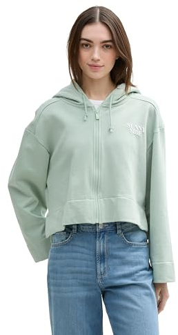TOM TAILOR Denim Damen Oversize Hoodie Sweatjacke mit Print