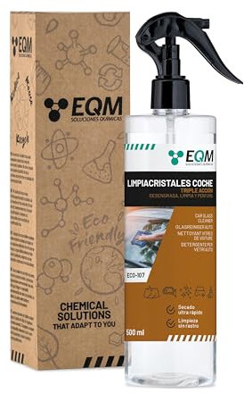 EQM - ECO-107 - Nettoyant Vitres Voiture - 500 ml - Nettoyant pour vitres intérieur et extérieur - Fenêtres, pare-brise, rétroviseurs - Format Premium