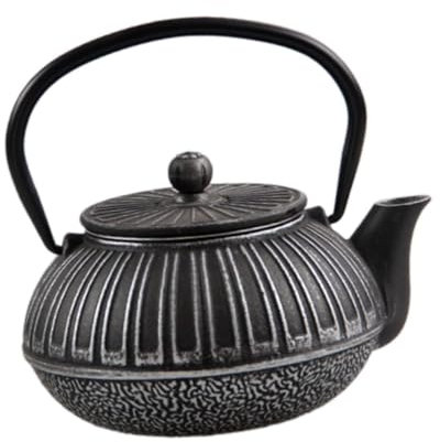 FytStycale Teekanne aus Gusseisen, japanische Teekanne, traditionell zum Kochen von heißem Wasser, Teekessel für Camping, Küche, Restaurant, Grillen im Freien, Schwarz