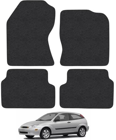 Ford Focus (1998-2004) [MK1] Heavy Duty Thick Rubber Car Mats Accessories Tailored Fit Front Rear Set Compatible Accessory Waterproof Durable Non-Slip 5mm Full Coverage Protection