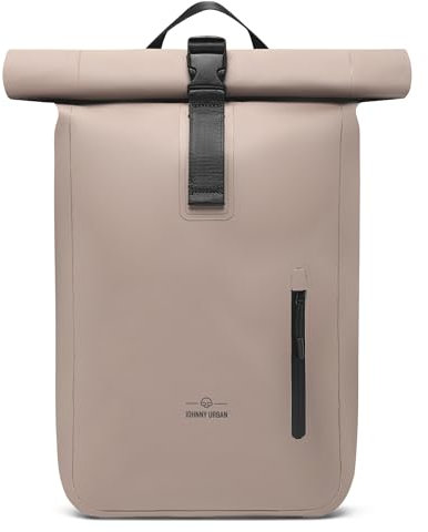 Johnny Urban Rucksack Wasserdicht Damen & Herren Beige - Conor - Wasserdichter Rolltop Fahrradrucksack - Wasserfester Roll Top Backpack für Uni Fahrrad Büro - Mit Laptop Fach