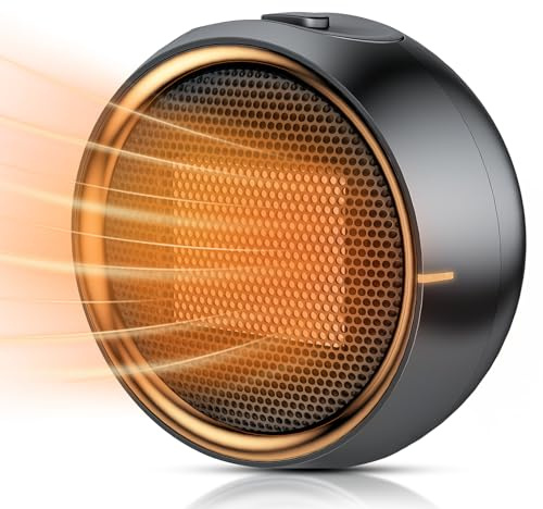 ASNUG Space Heater, Portable Electric 500W PTC Ceramic Heaters for Indoor Use, Efficient Fast Heating, Tip-Over & Overheat Protection, Quiet Small Mini Desk Heater for Bathroom Home Office Bedroom