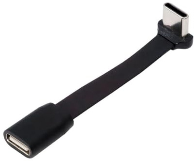 chenyang Cable plano corto USB C de 6,6 cm, USB 2.0 tipo C macho a hembra en ángulo de 90 grados PD 65 W, cable de extensión de datos de carga rápida de 66 mm