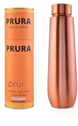 PRURA Botella de agua de cobre, un recipiente de cobre puro ayurvédico a prueba de fugas
