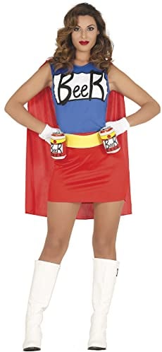 FIESTAS GUIRCA beerwoman Traje Mujer Cerveza, color Rojo/Azul, Talla M