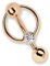 Intimpiercing oder Bauchpiercing Banane Rose Gold beschichtet in 1,6 x 14 mm mit 5 mm Lochkugel und BCR,klar