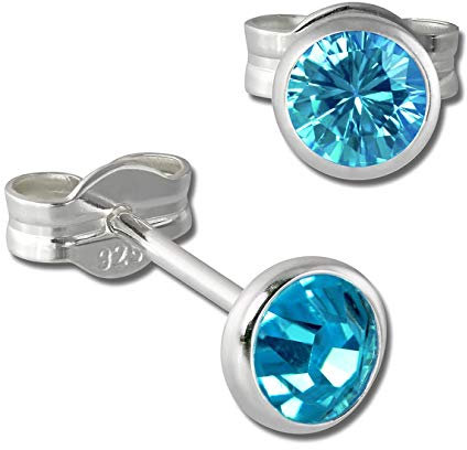 SilberDream Ohrstecker Damen 925 Silber türkis Zirkonia Ohrringe 4mm D3SDO5534T Silber, Zirkonia Ohrschmuck für die Frau