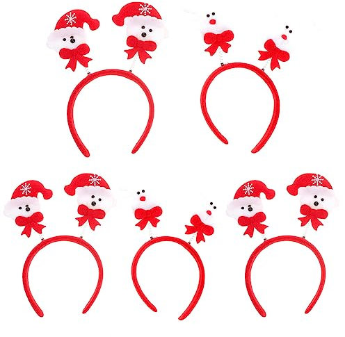 FRCOLOR 5 Stück Weihnachts Haarreifen Weihnachten Stirnbänder Entzückende Nette Santa Schneemann Haarreifen Xmas Party Kopfschmuck
