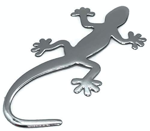 PVC Auto Aufkleber Chrom Gecko Kunststoff Eidechse Emblem Tuning Silber neu