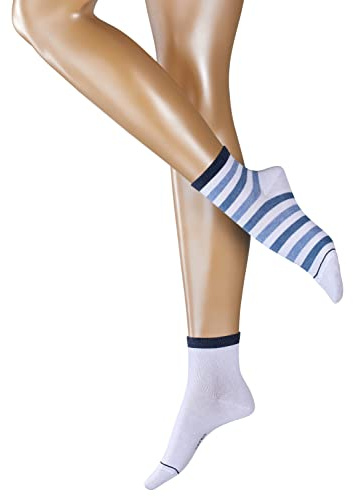 ESPRIT Damen Socken Colour Stripe 2-Pack, Baumwolle, 2 Paar, Weiß (White 2000), 39-42
