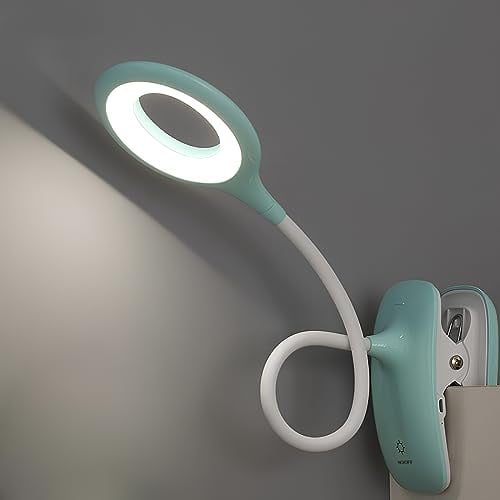 QJUZO Lámpara de Lectura LED, Lámparas de Escritorio para Niños con Cuello Flexible USB Recargable e Readers Estudiar Trabajo, Azul