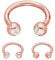 Treuheld® | Rosegoldenes Hufeisen Piercing Ring mit Kristallen - [11.] 1.2 x 8 mm (Kugeln: 3mm) - klar/durchsichtig