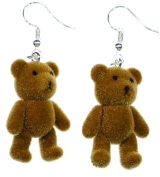 Miniblings Teddy Bär Ohrringe Miniblings Hänger Teddybär Bärchen Grizzly Flock hellbraun