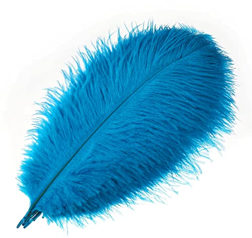 MWOOT 10 Stück Natürliche Straußenfedern, Strauß Feder Plume für Hochzeit Party Fest Tisch Herzstück Dekoration (Schwarz, 25-30 cm) (Blau)