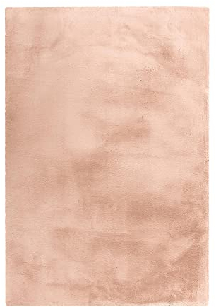 Qiyano Teppich Wanga Hochflor - Fellimitat, flauschig, weich, Soft, kuschelig, einfarbig, Pastell - Wohnzimmer, Schlafzimmer, Kinderzimmer, Büro - Farbe: Apricot, Größe: 80 x 150 cm