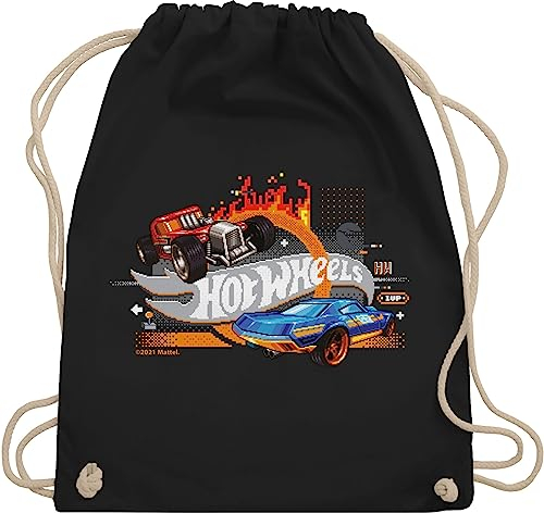 Turnbeutel Rucksack - Hot Wheels Tasche - 8-Bit Logo - Unisize - Schwarz - beutelrucksäcke beutel stoff umhängebeutel beuteltasche bag stoffbeutel sportbeutel backpack turnsack sporttasche