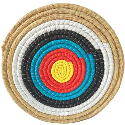 Objetivo de Tiro con Arco Redondo de 45 cm, Objetivo Tradicional de Tiro con Arco de Arco de Paja sólido a Mano para la práctica de Tiro al Aire Libre Arcos de Tiro con Tiro