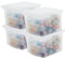 Iris Ohyama, Aufbewahrungsbox aus Kunststoff, 10-Liter-Büro-Aufbewahrungsbox, 4er-Set, DDUSB-S, transparent, stapelbar, Verschlussclips ? B29 x T24 x H18,5 cm