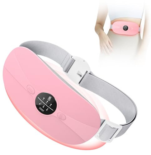 Coussin Chauffant Menstruel,Ceinture Chauffante Ventre Coussin de Massage Chauffant,3 Niveaux de Température 3 Modes de Massage pour Soulage les Douleurs Abdominales Menstruelles (Rose)