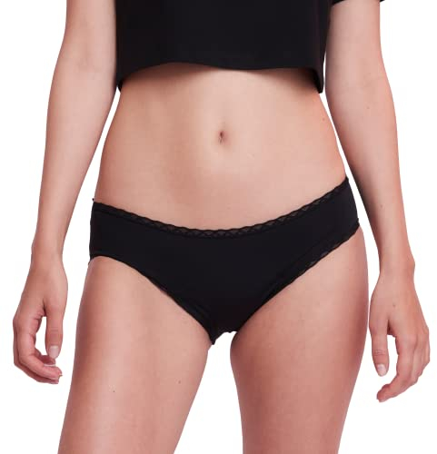 femtis Perioden Unterhosen Damen Schwarz Kari Bio Baumwolle - Waschbare Saugfähige Menstruationsunterwäsche - M