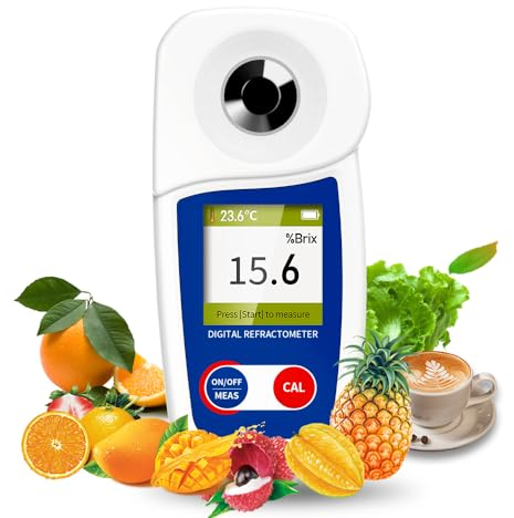 Rifrattometro digitale Brix, misuratore Flagfront-Brix, rifrattometro, compensazione automatica della temperatura, rifrattometro Brix, intervallo 0-55% ± 0,1% precisione