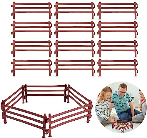 TECHEEL 40 Stück Pferdezaun Set, Kunststoff Farm Zaun, DIY Micro Landschaft Deko, Mini Pferd Corral Zaun Kinder Pädagogisches Geschenk - Dunkel
